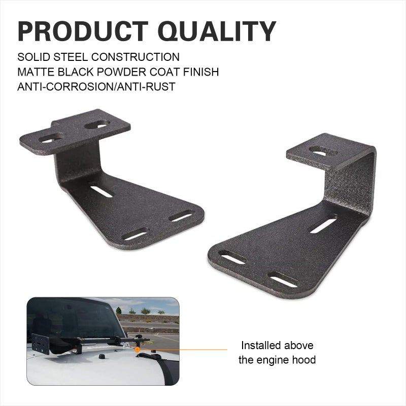 SKTYANTS High Lift Jack Mount Hood Brackets Lockable Mounting Compatible with Wrangler CJ 1944-1986/TJ 1997-2006/ YJ 1987-1995 Black 1 Pair - Image 4